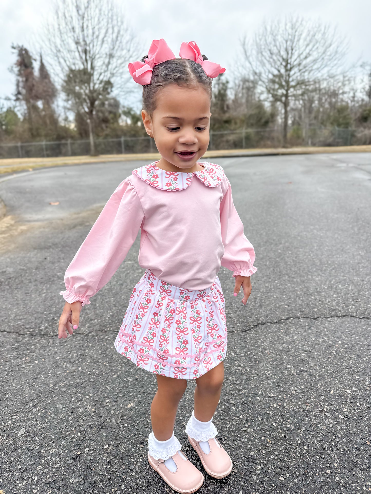 RTS - Valentine Floral Girl Skort Set