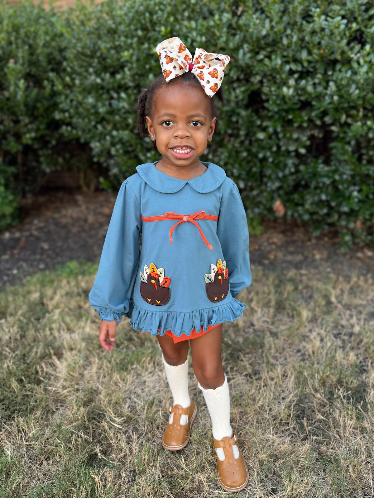 RTS - HALLOWEEN & TURKEYS - Turkey Pockets Girl Diaper Set