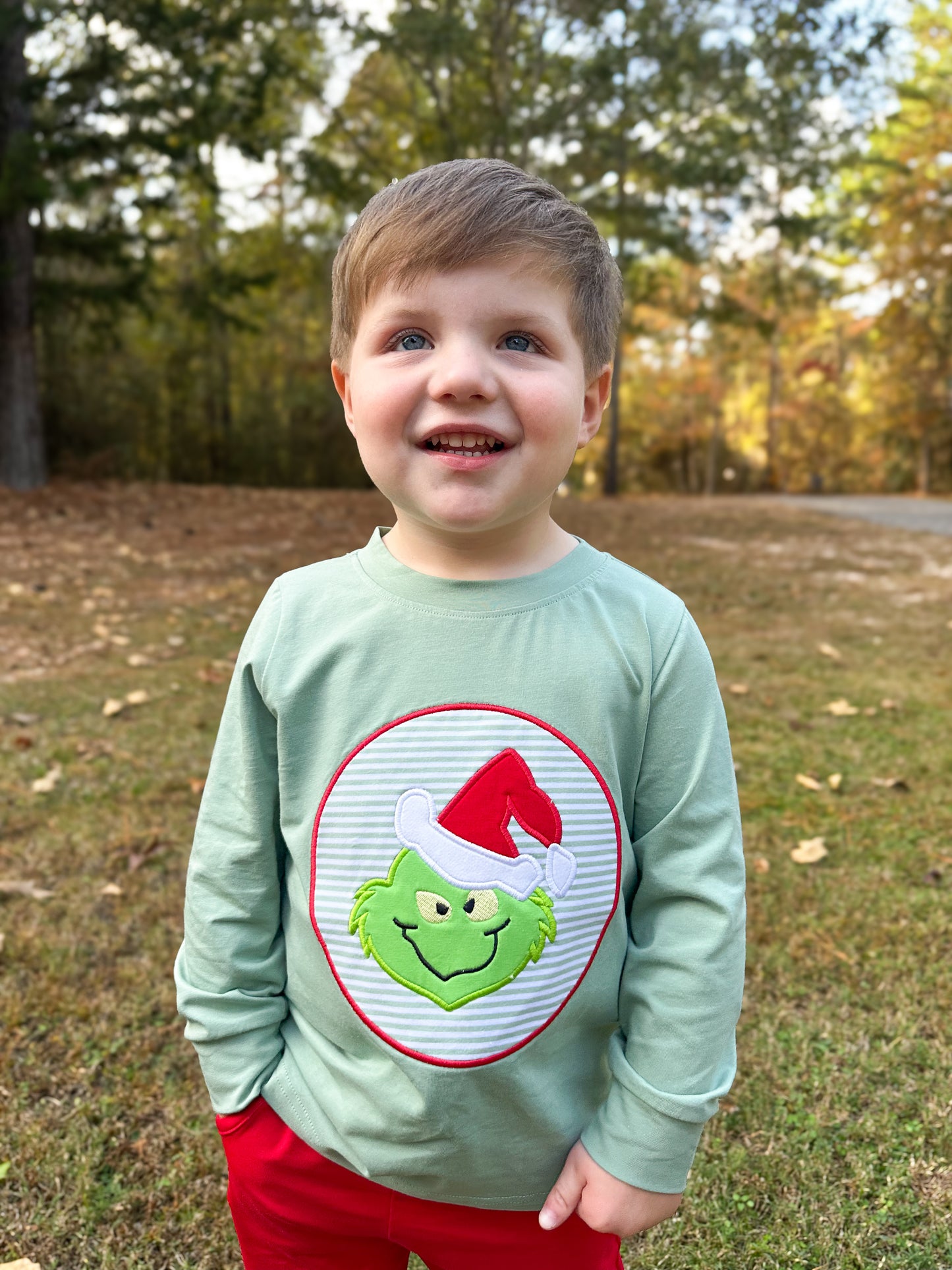 RTS - Christmas Shirt Only - Appliqué Green One Boy Shirt