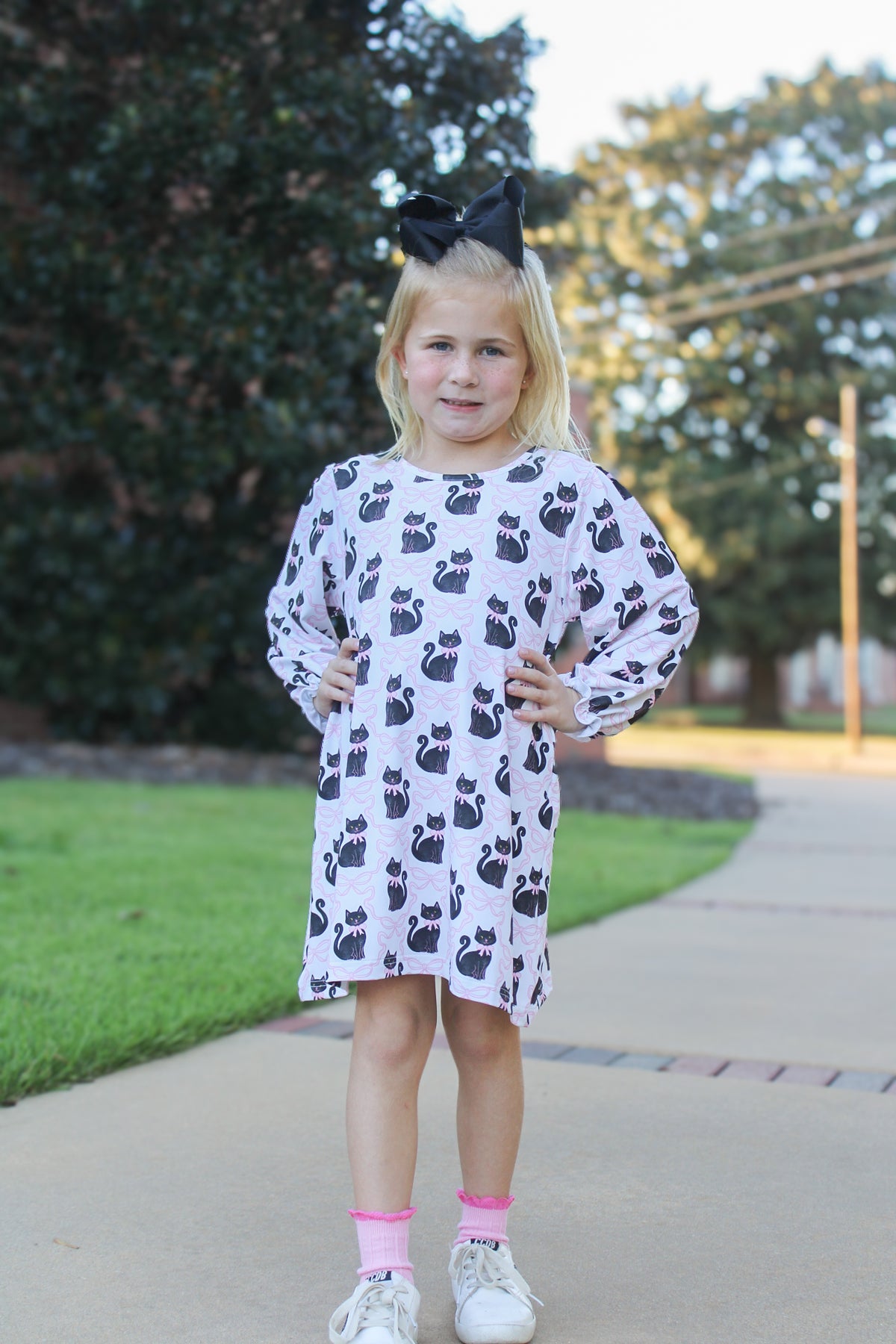RTS - HALLOWEEN & TURKEYS - GIRLS ONLY - Scaredy Cats Girl Dress