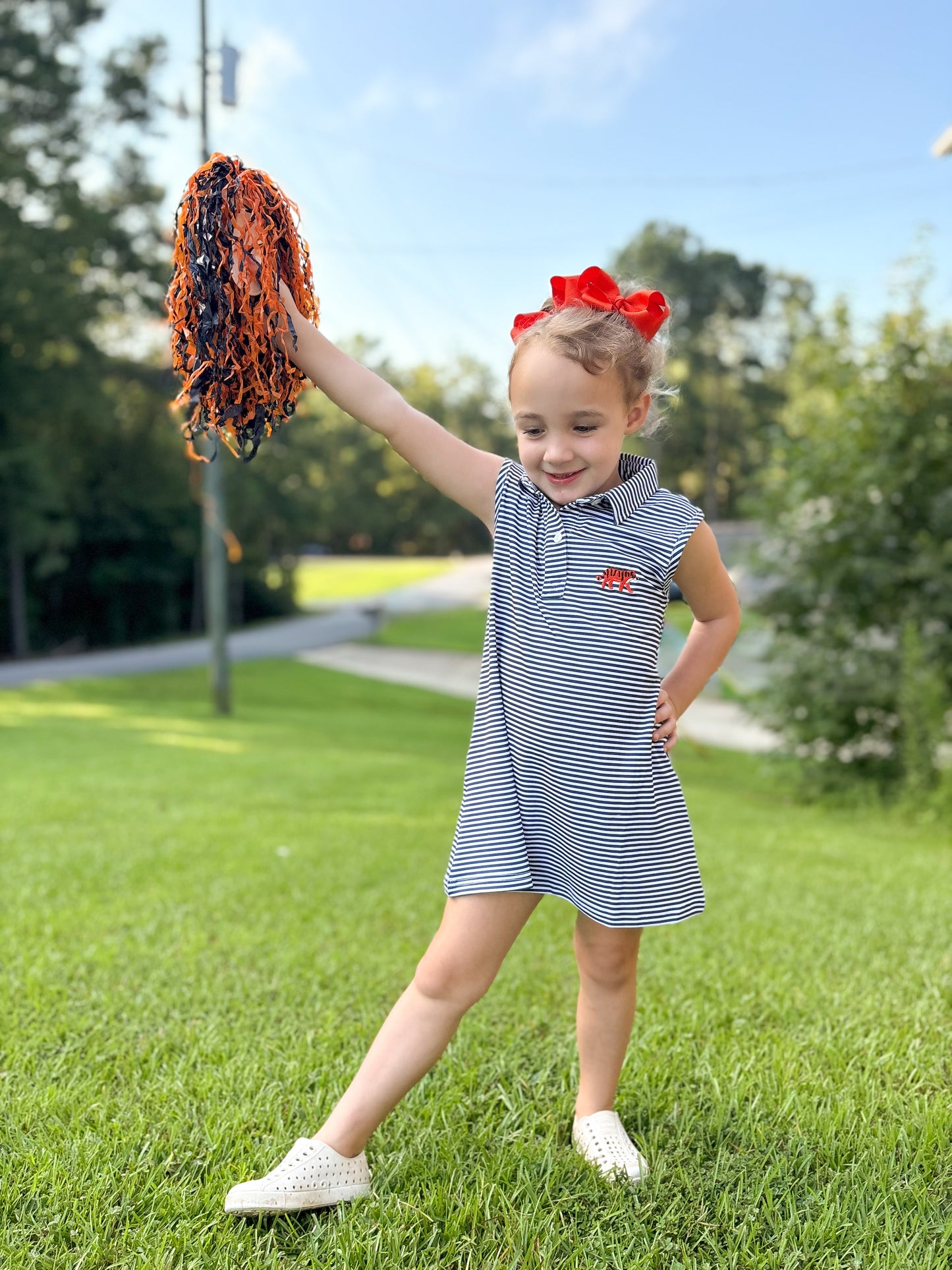 RTS - Team Polos Girl Dress - Orange Tiger