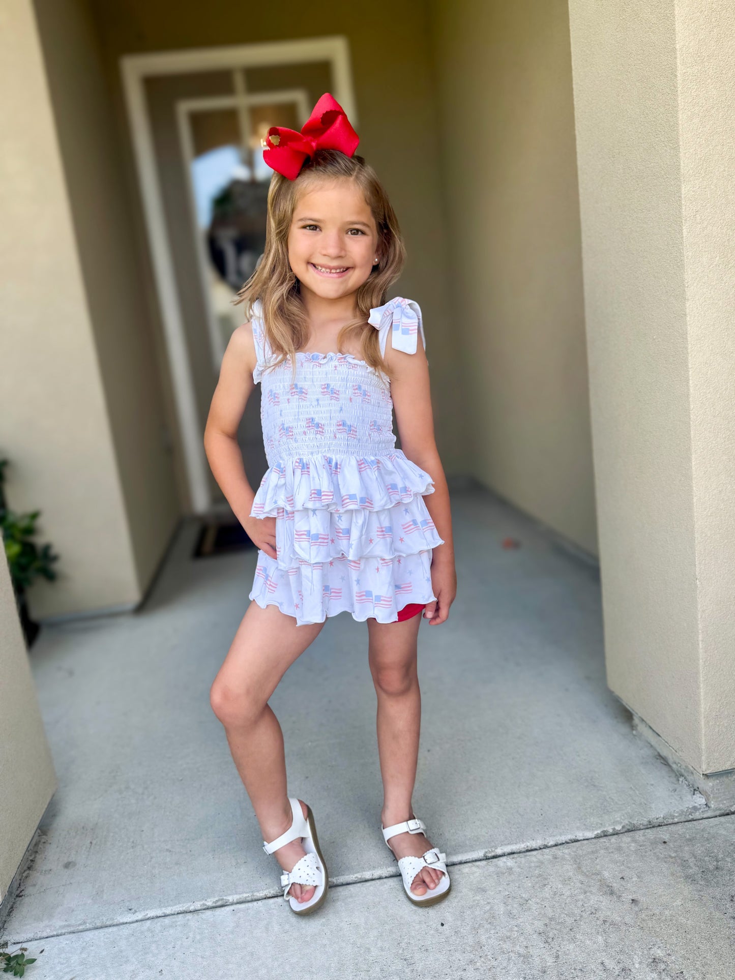 RTS - Preppy Patriotic Girl Shortie Set