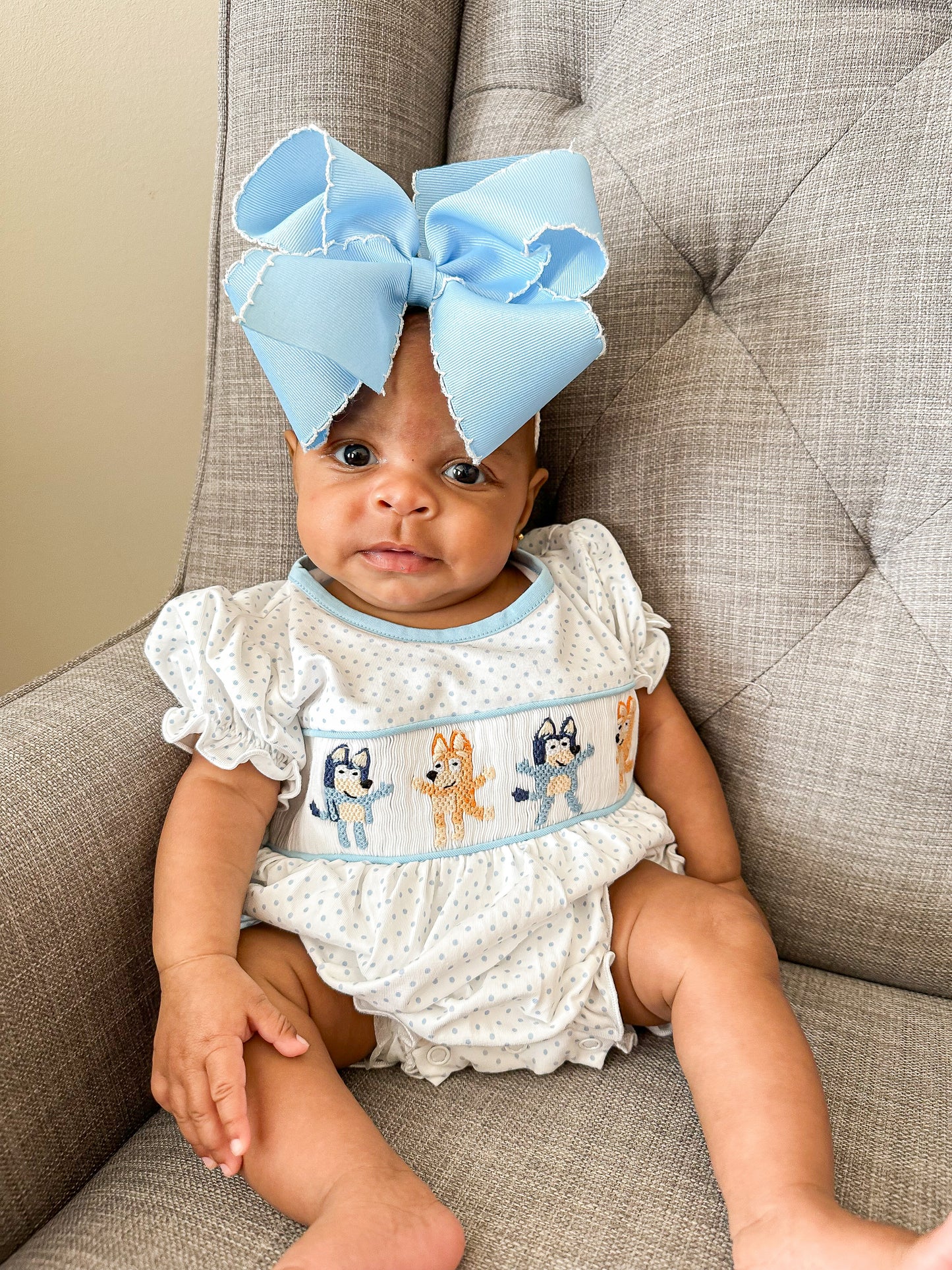 EXTRAS PRESALE - Smocked Blue Dog Girl Bubble