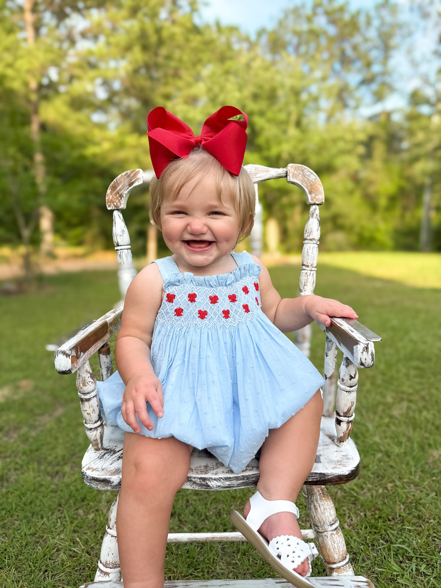 RTS - Patriotic Girls Only - Swiss Dot Geo Bows Girl Bubble