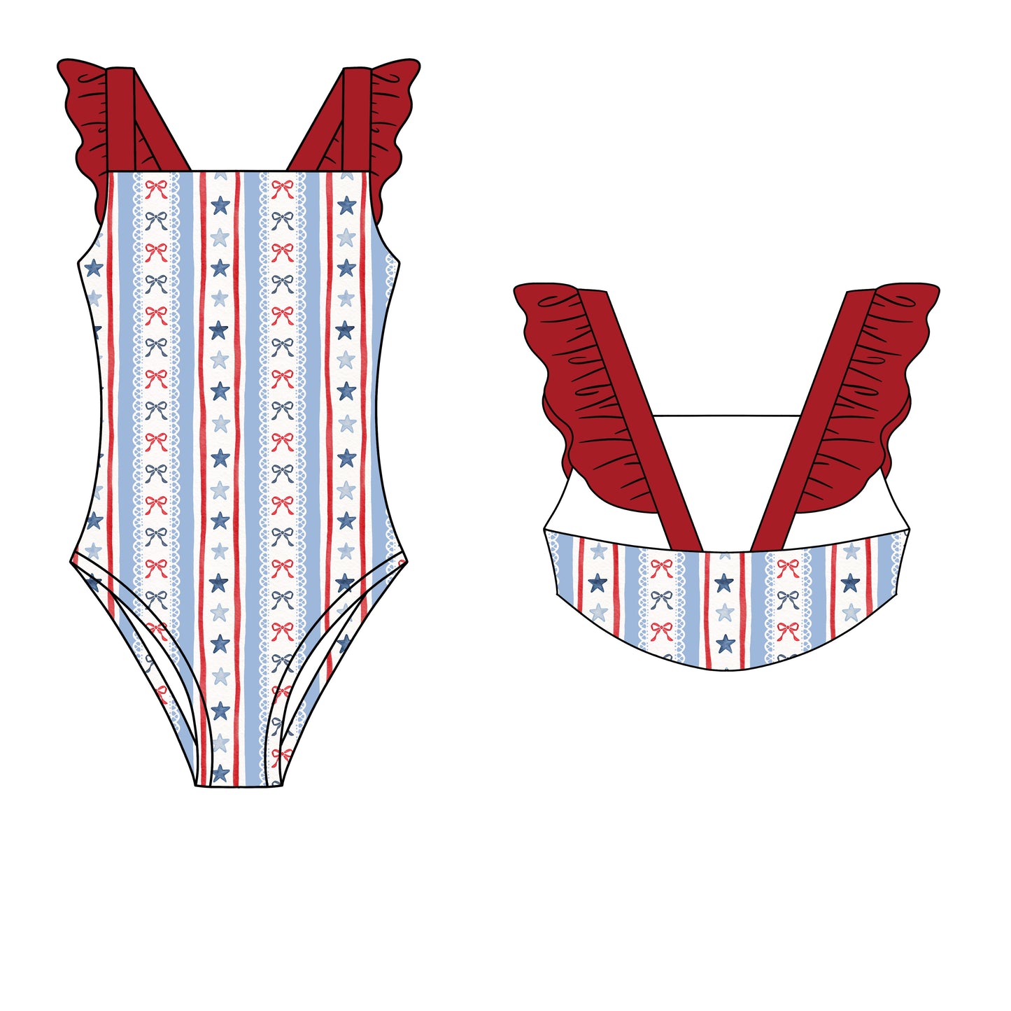 PREORDER 48: SUMMER 1 - Liberty Stars & Bows Mom Swim