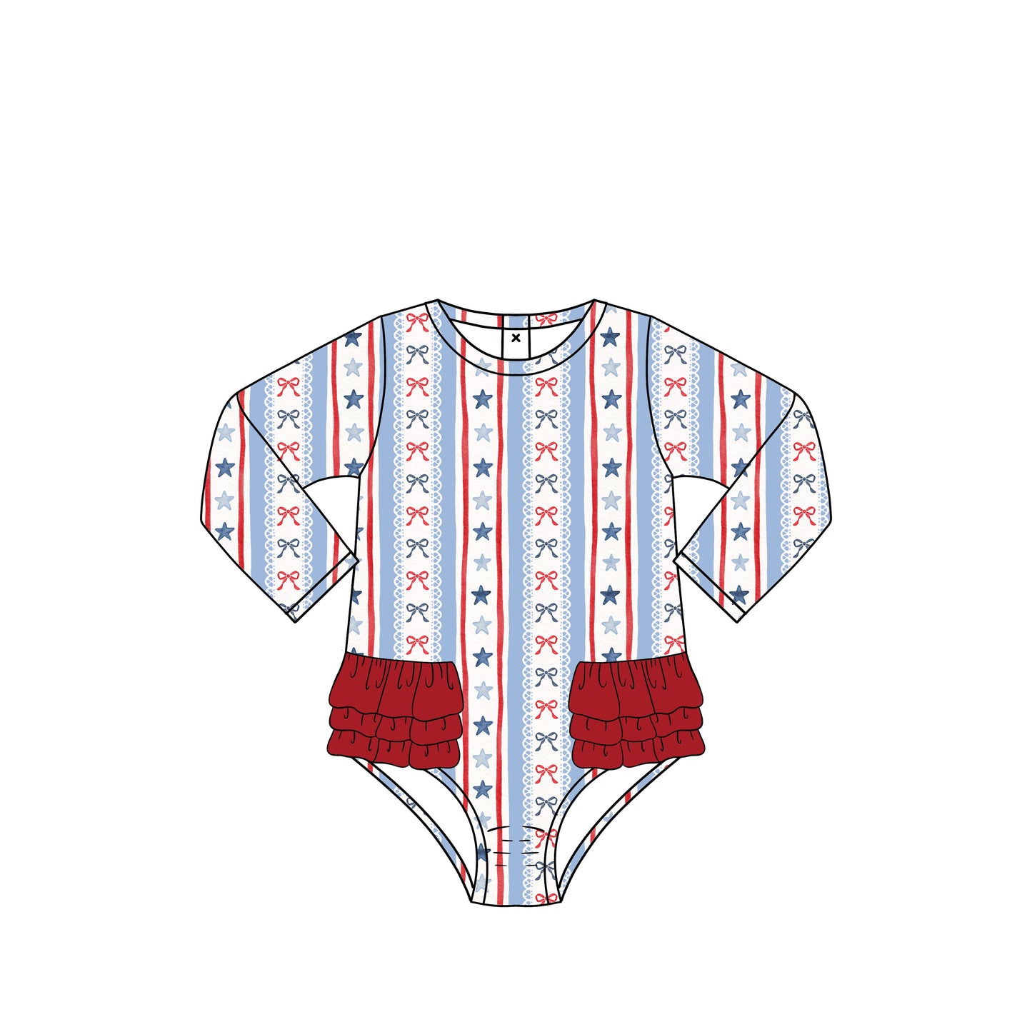 PREORDER 48: SUMMER 1 - Liberty Stars & Bows Girl 1pc Rashguard