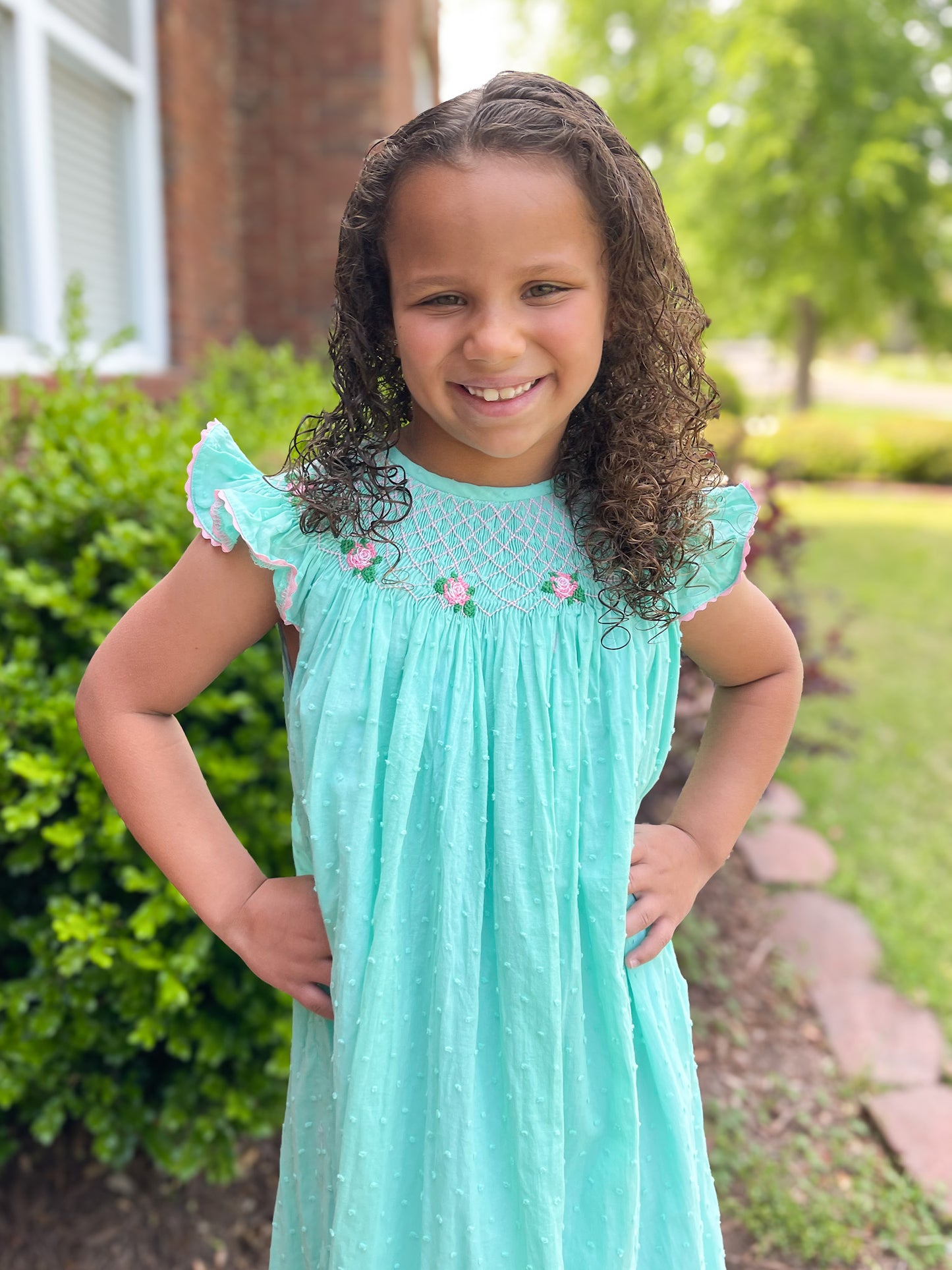 RTS - Spring 2 Girls Only - Mint Rose Garden Girl Dress