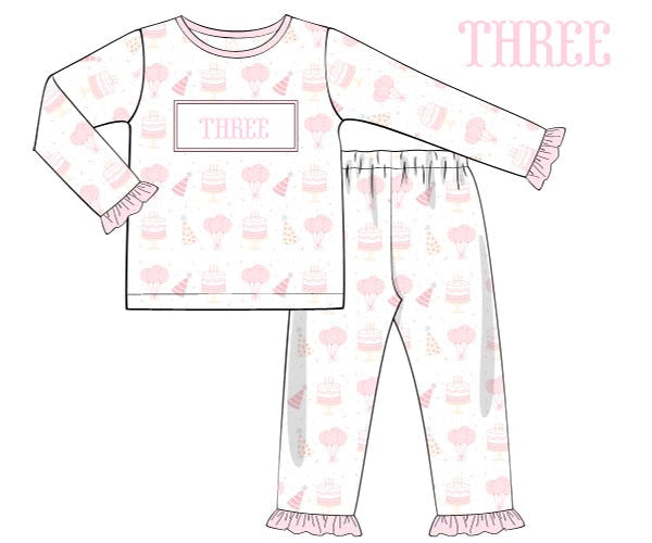 PREORDER 45: RERUNS - Smocked Birthday PJs Girl 2pc