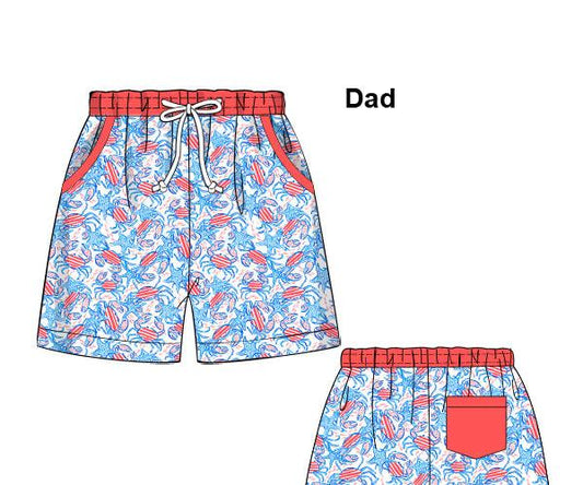 RTS - Patriotic Lilly Crab Swim Dad Trunks