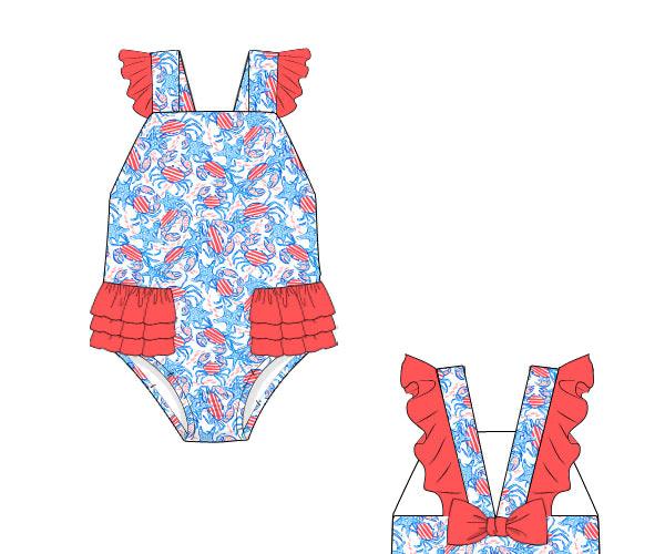 RTS: PATRIOTIC - Patriotic Lilly Crab Swim Girl 1 PC