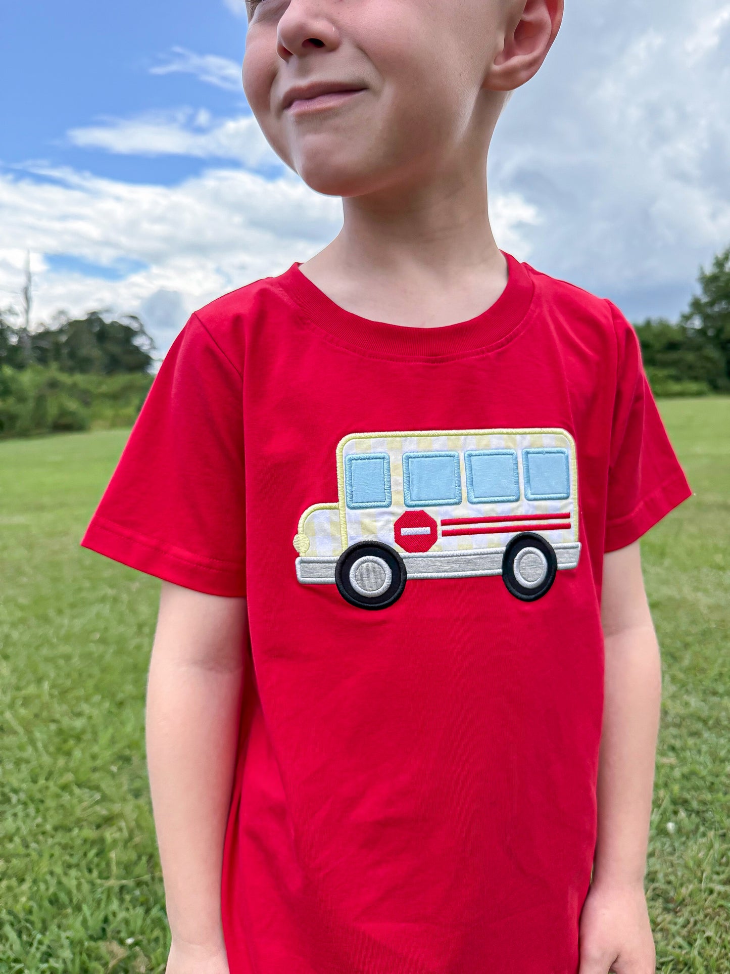 RTS - BTS Shirt Only - Appliqué School Bus Boy Shirt
