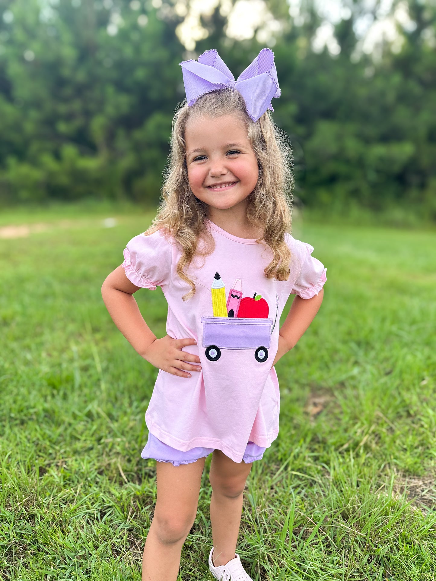 RTS - BTS Shirt Only - Appliqué Wagon Supplies Girl Shirt