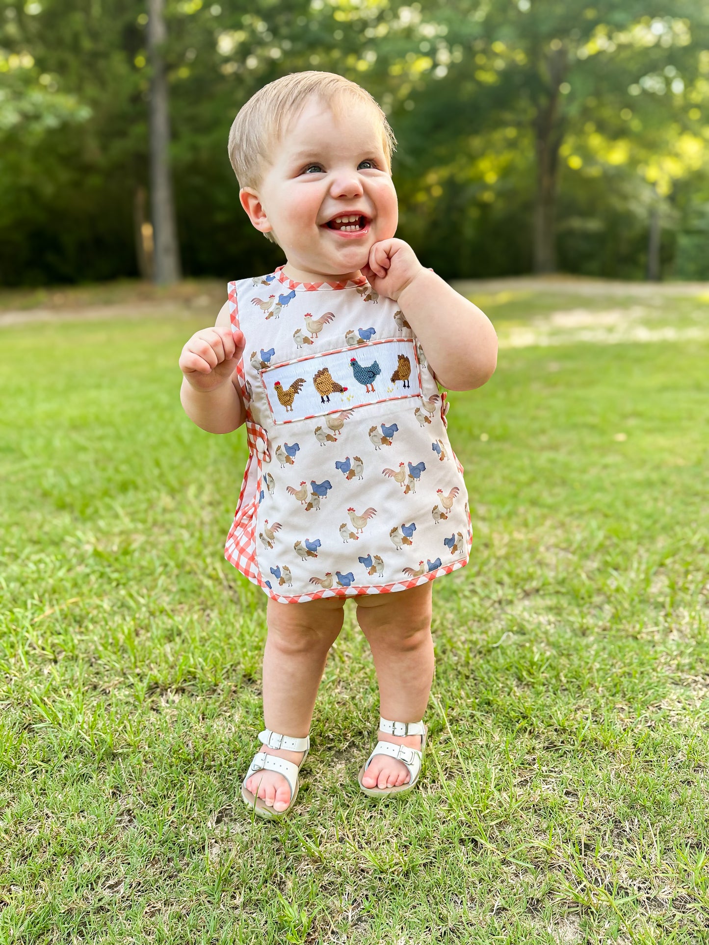 RTS - Smocked Chickens Boy Diaper Set