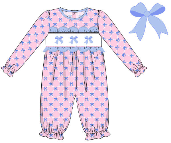RTS - Winter Girls Only - Smocked Bows Girl Romper