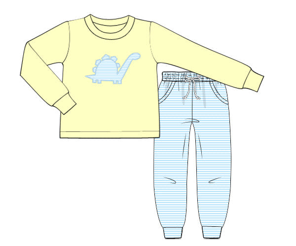 RTS - Winter Boys Only - Applique Dino Boy Jogger Set