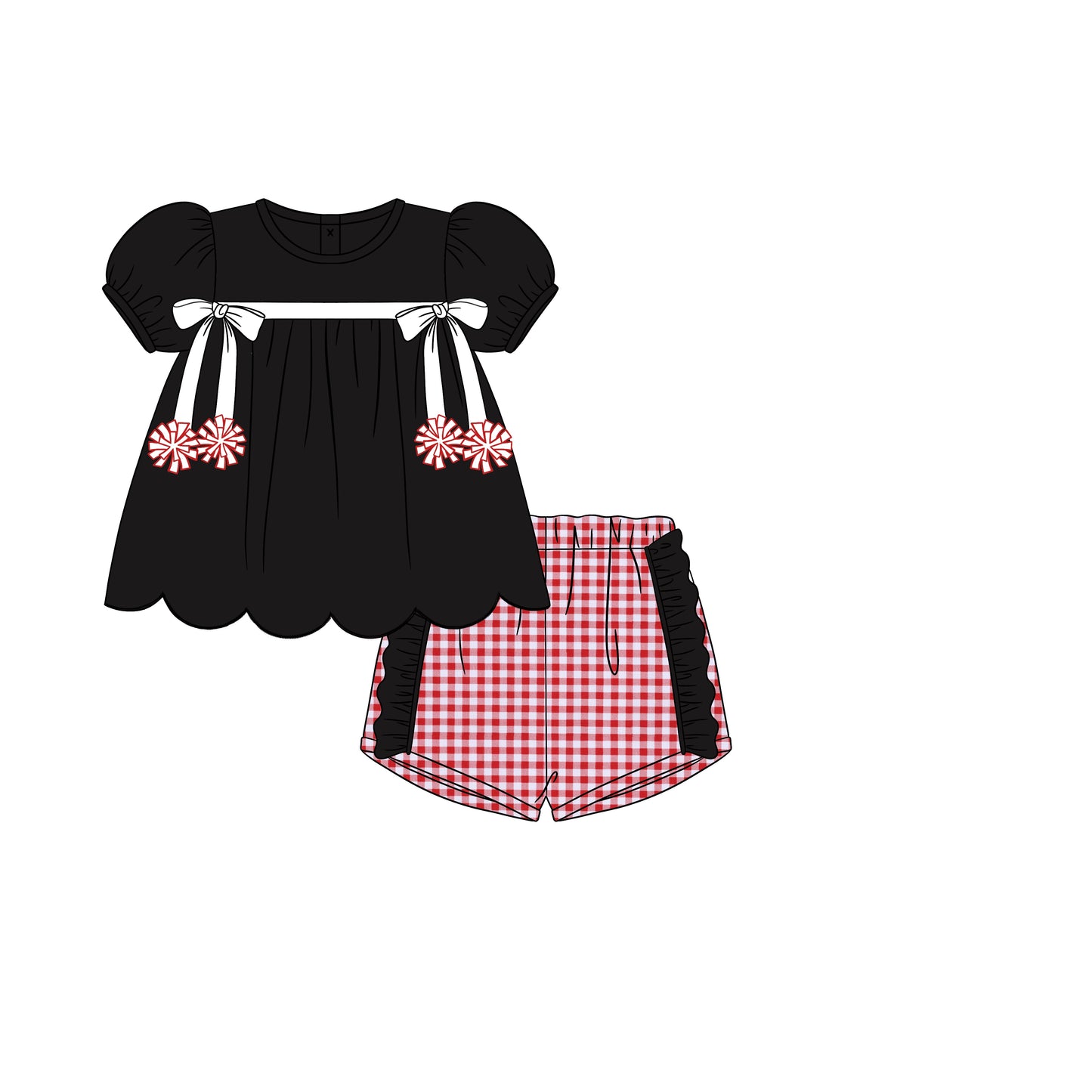 RTS - Game Day Basics Girl Shortie Set - Red & Black