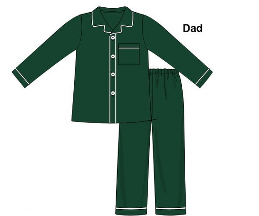 RTS - Classic Green Christmas Pjs Dad Set (No Monogram)