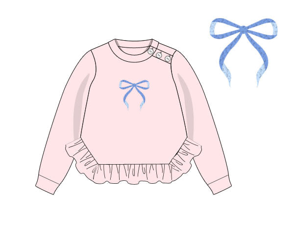 RTS - Winter Mix/Match - French Knot Bow Girl Sweater