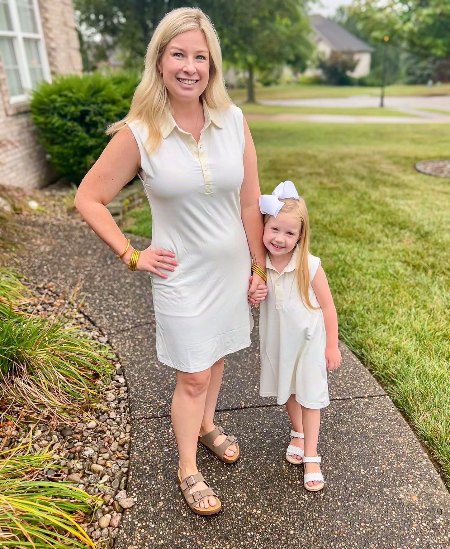 RTS - Back to School Polos Mom Dress - Pale Yellow Stripes