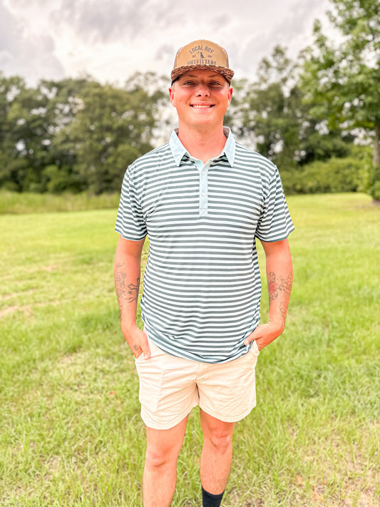 RTS - Back to School Polos Dad Polo - Teal Stripes