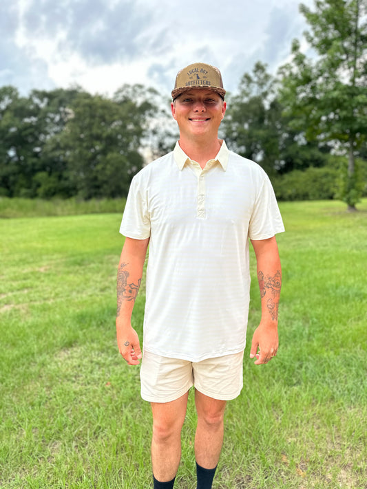 RTS - Back to School Polos Dad Polo - Pale Yellow Stripes