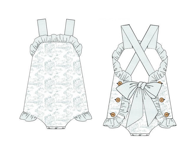 PREORDER 45: RERUNS - Farm Toile Girl Sunsuit