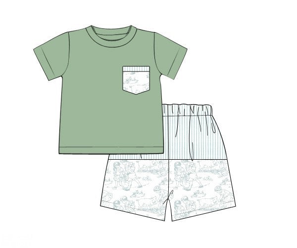 PREORDER 45: RERUNS - Farm Toile Boy Short Set