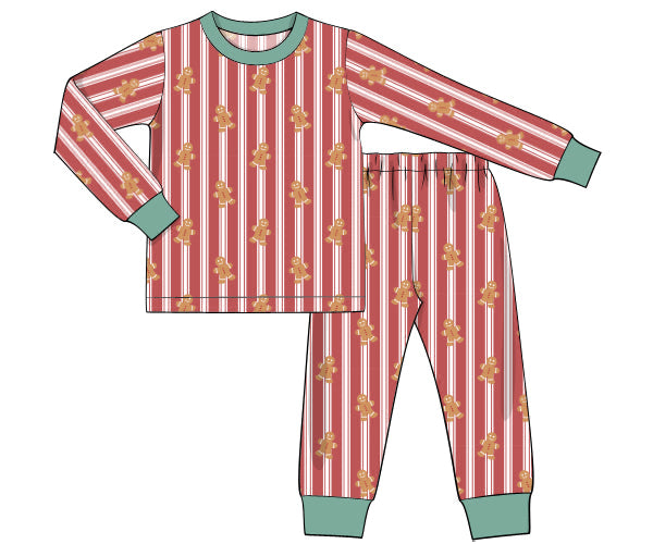 PREORDER 56: CHRISTMAS PT 2 - Gingerbread Stripes Loungewear Boy 2pc