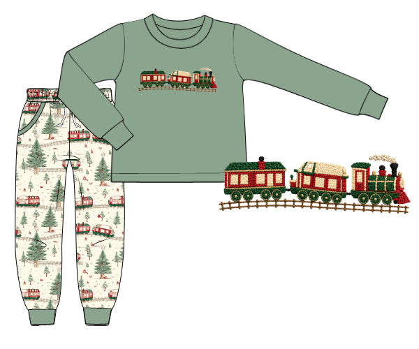 PREORDER 56: CHRISTMAS PT 2 - Christmas 2 Boys Only - FK Christmas Train Boy Jogger Set