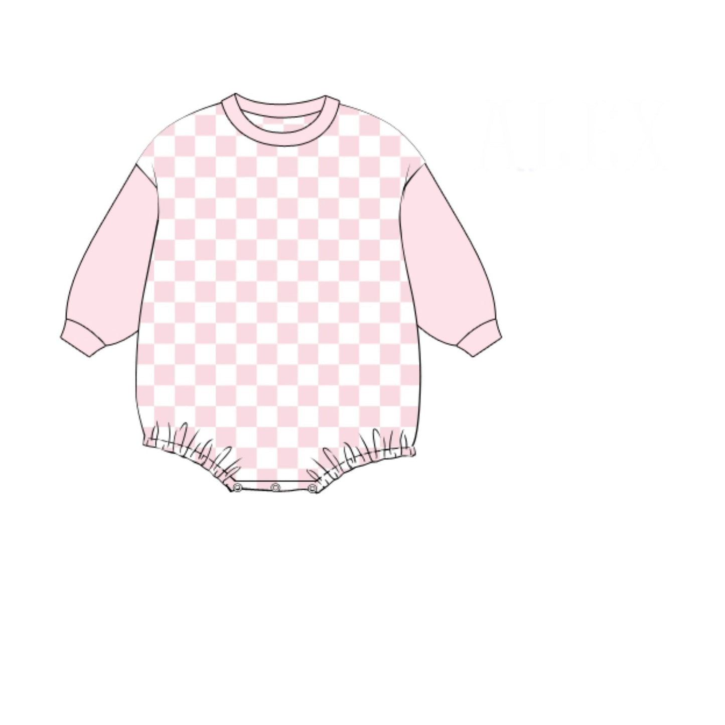 RTS - Winter Checkered Basics Girl Bubble - Pink