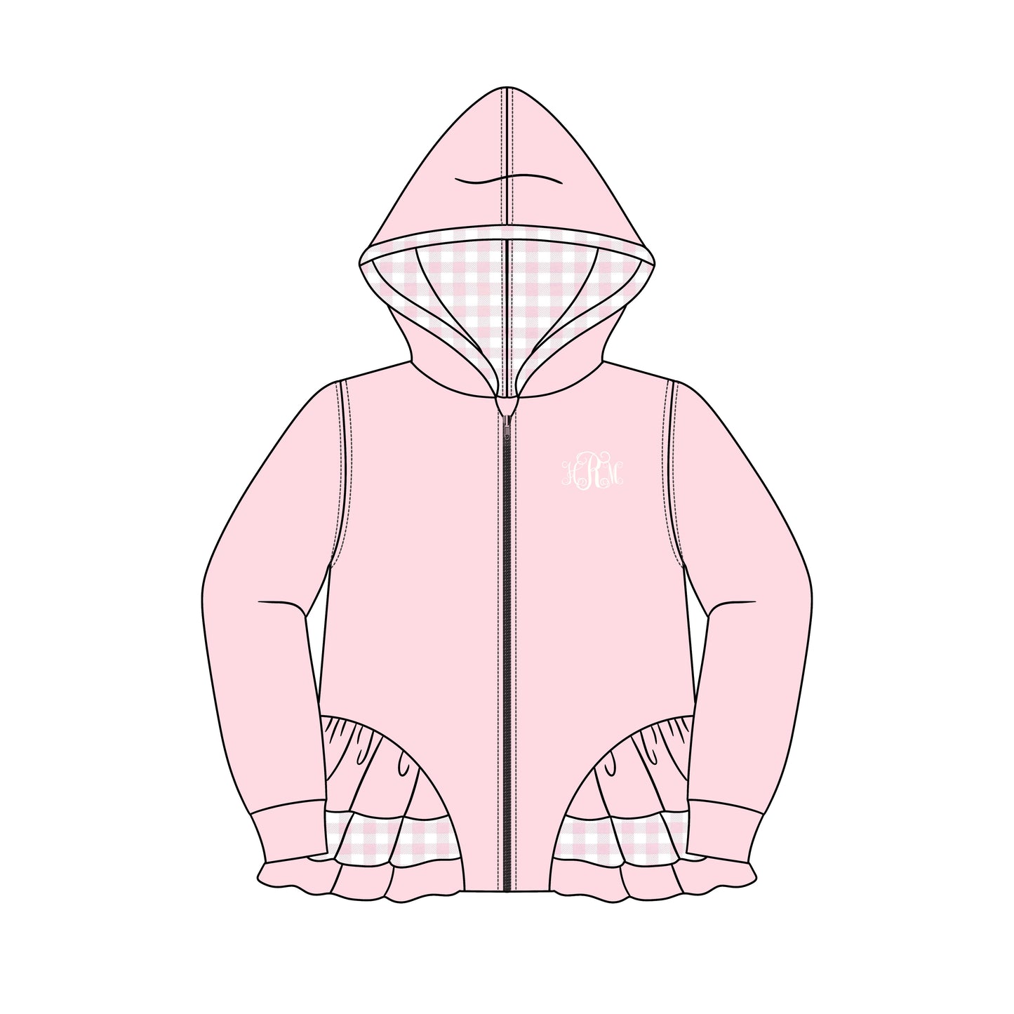 RTS - Winter Zip Up Jackets - Girl Pink Jacket - NO MONOGRAM