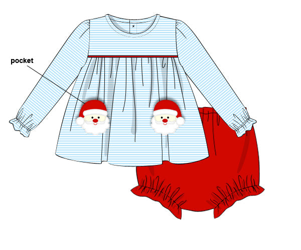 RTS - Santa Pockets Girl Diaper Set