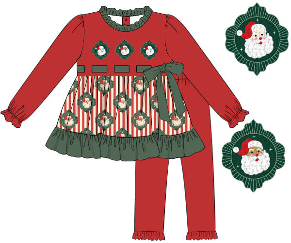 PREORDER 56: CHRISTMAS PT 2 - Vintage Striped Santas Girl Pant Set