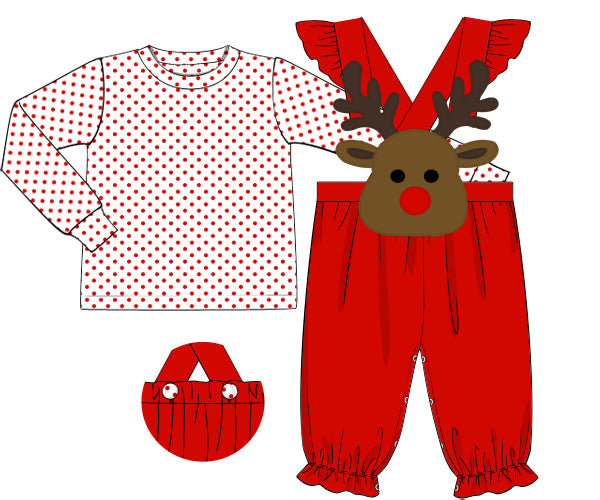 RTS - Applique Reindeer Girl Longall