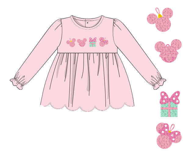 PREORDER 56: CHRISTMAS PT 2 - Christmas 2 Shirt Only - Pink Mouse Christmas Girl Shirt