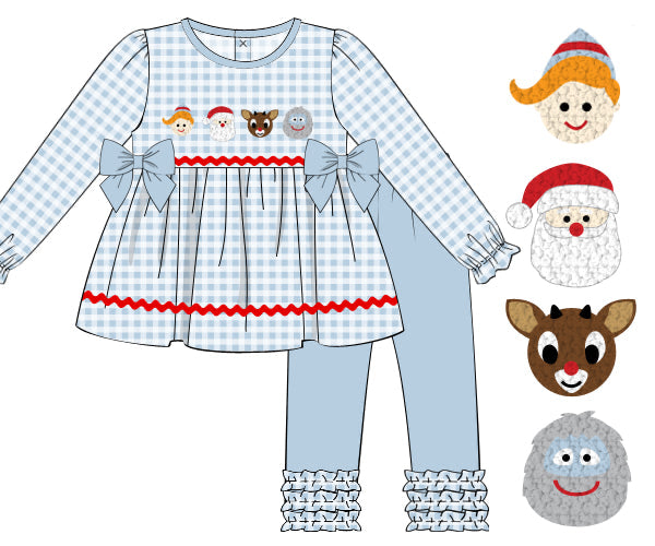 PREORDER 56: CHRISTMAS PT 2 - Rudolph & Friends Girl Pant Set