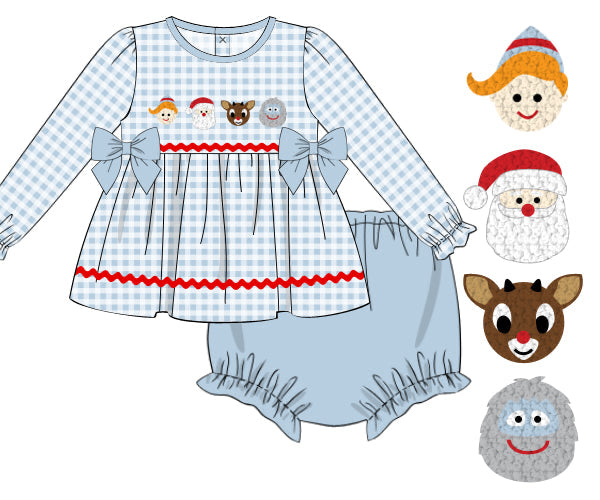 PREORDER 56: CHRISTMAS 2 - Rudolph & Friends Girl Diaper Set