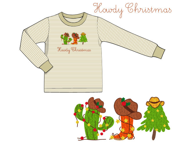 RTS - Christmas Shirt Only - Howdy Christmas Boy Shirt