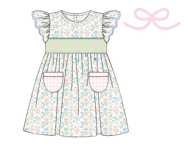 PREORDER 46: SPRING 1 - Spring 1 Girls Only - Springtime Smocked Bows Girl Dress