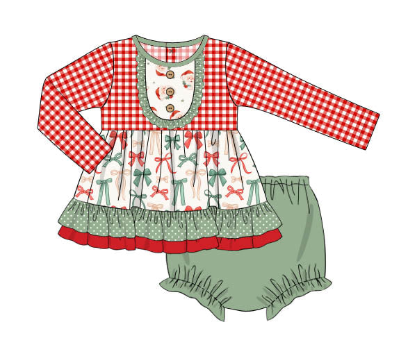 PREORDER 56: CHRISTMAS 2 - Christmas 2 Girls Only - Holly Jolly Bows Girl Diaper Set