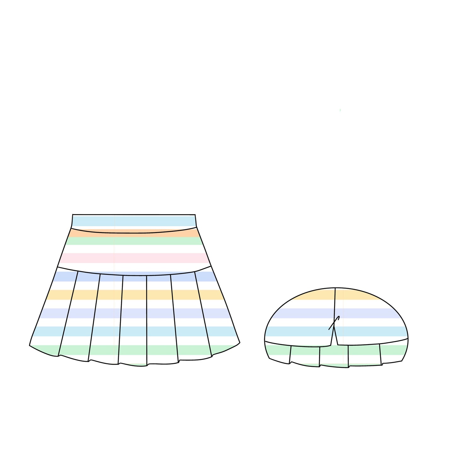 PREORDER 48: SUMMER 1 - Summer Mix/Match - Pastel Stripes Skort