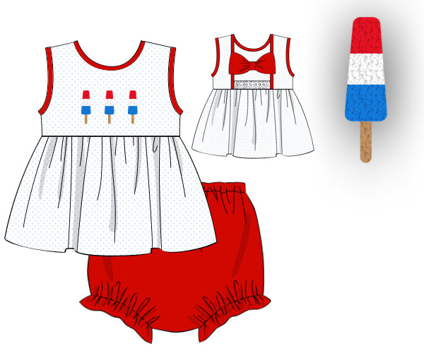 PREORDER 48: SUMMER 1 - French Knot Bomb Pops Girl Diaper Set