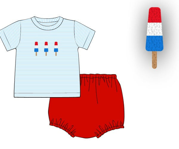 PREORDER 48: SUMMER 1 - French Knot Bomb Pops Boy Diaper Set