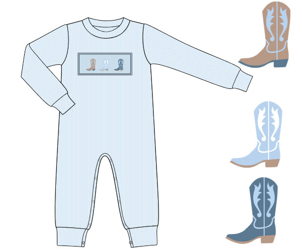PREORDER 57: WINTER - Smocked Boots of Blue Boy Longall