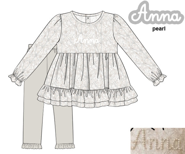 PREORDER 57: WINTER - Pearls & Camo Girl Pant Set