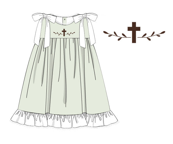 PREORDER 46: SPRING 1 - Embroidered Cross Girl Dress