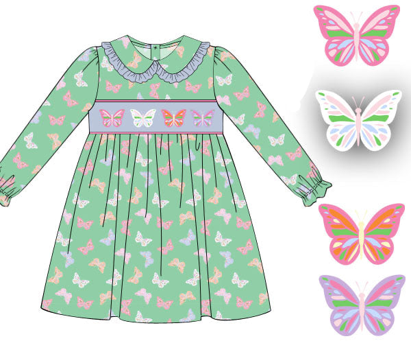 PREORDER 59: TTS - TTS Girls Only - Beaded Butterflies Girl Dress