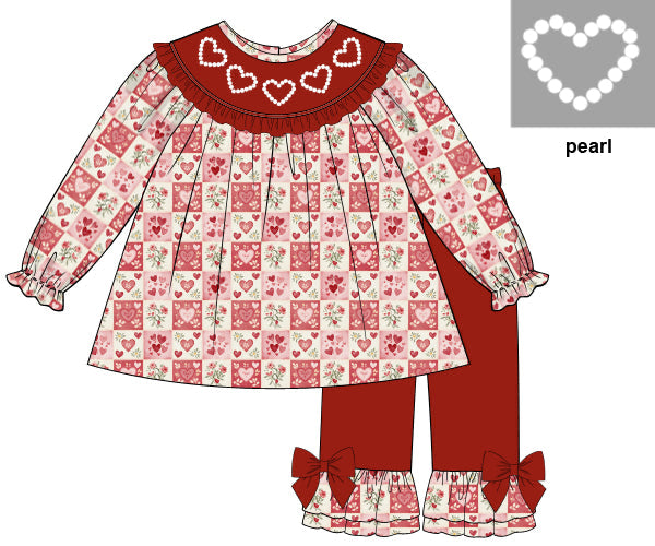 PREORDER 59: TTS - TTS Girls Only - Pearls of Love Patchwork Girl Pant Set