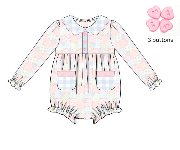 PREORDER 59: TTS - TTS Girls Only - Sweetheart Stitches Patchwork Girl Bubble