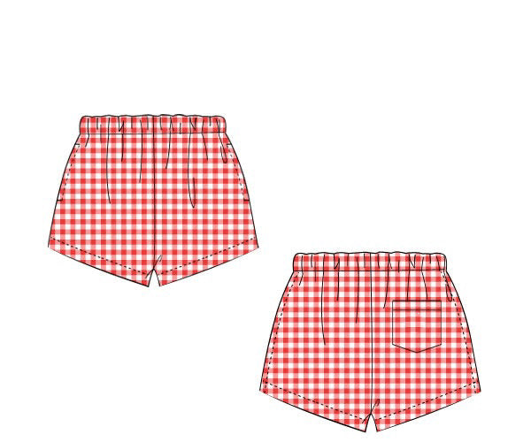 PREORDER 48: SUMMER 1 - Summer Mix/Match - Red Gingham Shorties